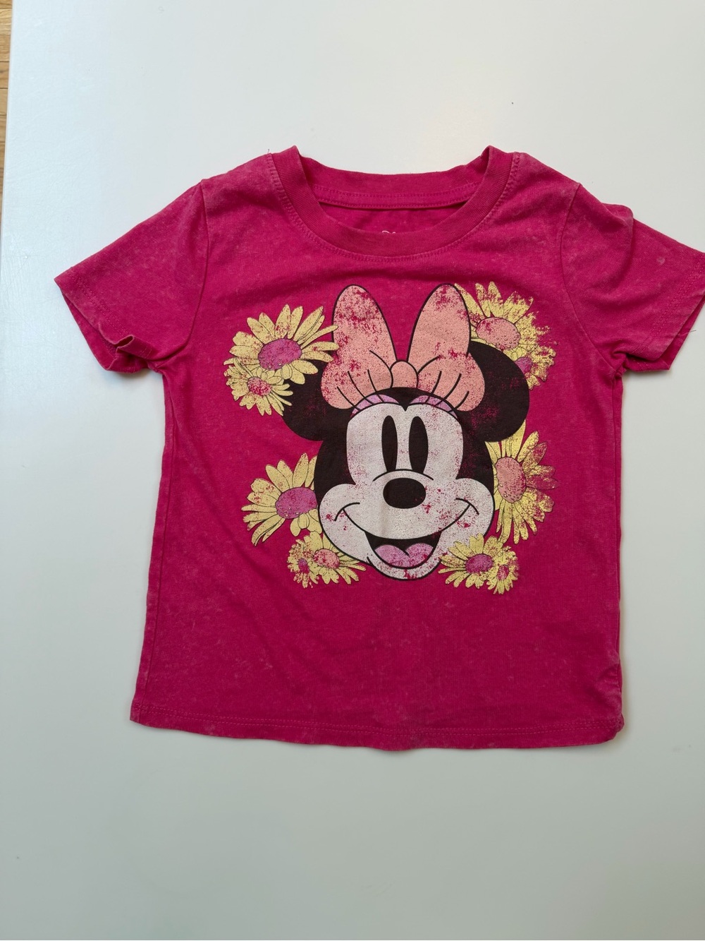 Disney Hot Pink Minnie Mouse Floral Graphic Tee